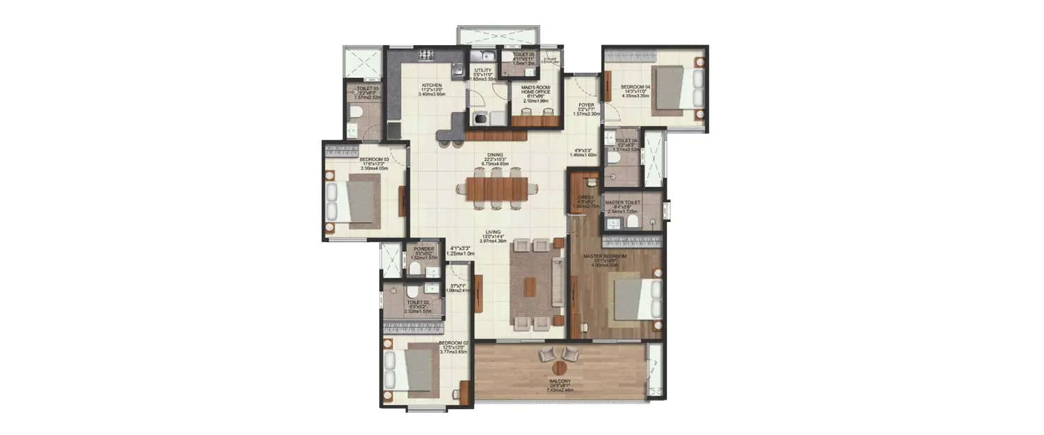 Floor plan for 4.5 BHK