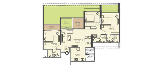 VTP Aethereus Mahalunge - Floor plan 3 BHK 790 Sq.ft