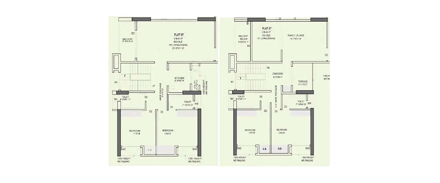 Floor plan for 4 BHK