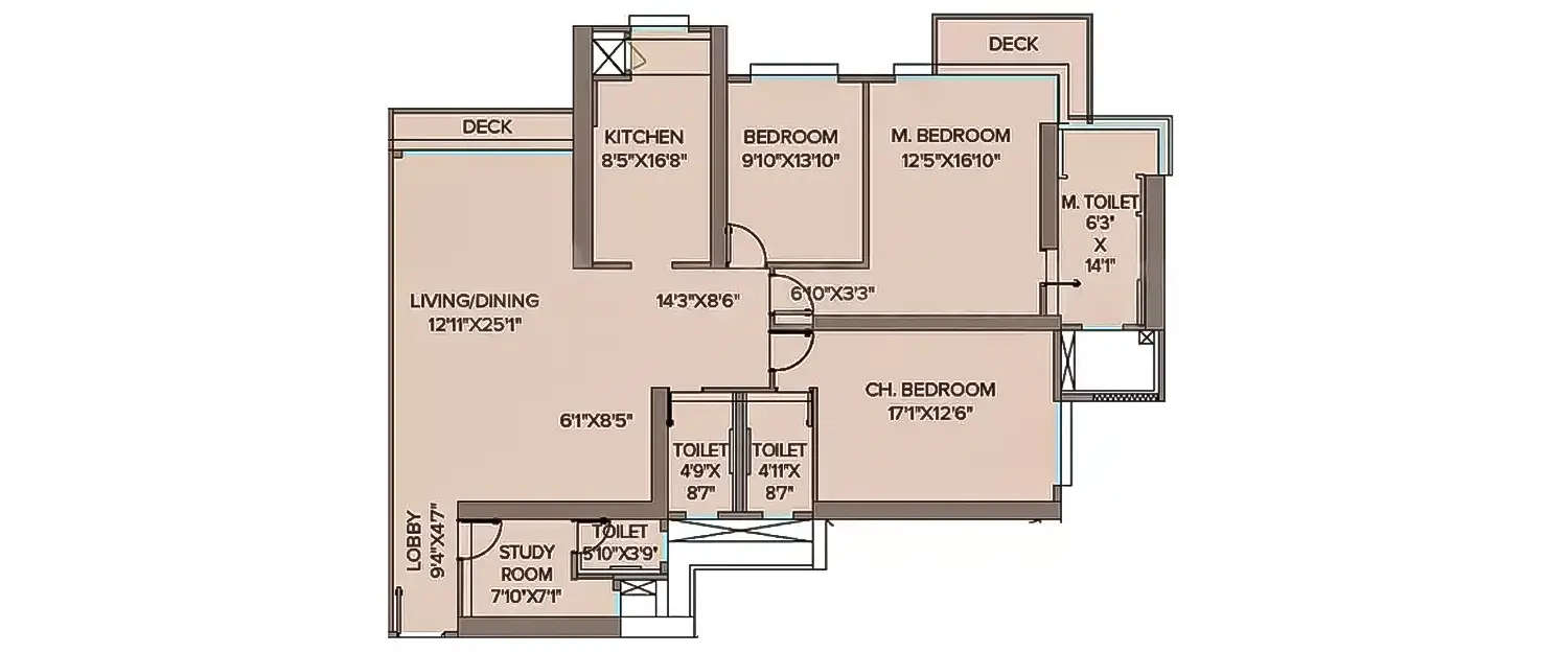 Floor plan for 3.5 BHK