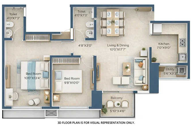 Marathon Nexzone Panvel - Floor plan 2 BHK 656 Sq.ft