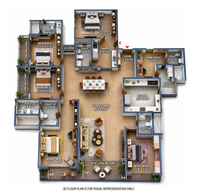 Prestige Raintree Park Varthur - Floor plan 5 BHK 3698 Sq.ft