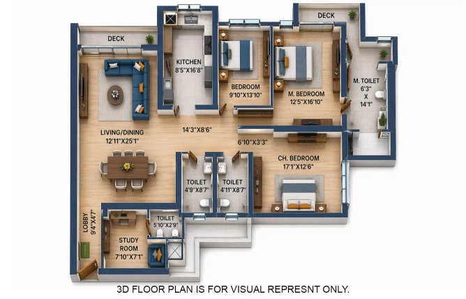 Marathon Monte South Byculla - Floor plan 3.5 BHK 1678 Sq.ft