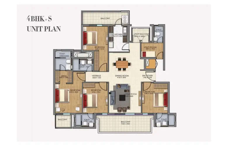 Floor plan for 4 BHK