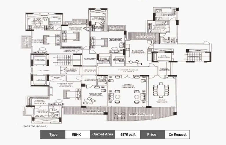 Floor plan for 5 BHK