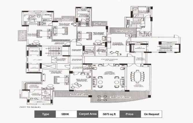 DLF Magnolias Sector 42 - Floor plan 5 BHK 5875 Sq.ft