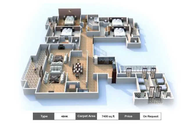 DLF The Camellias Sector 42 - Floor plan 4 BHK 7400 Sq.ft