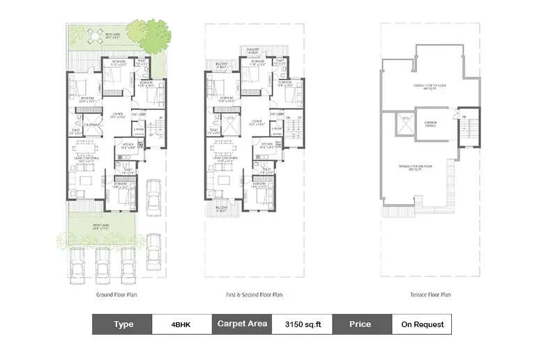 Floor plan for 4 BHK