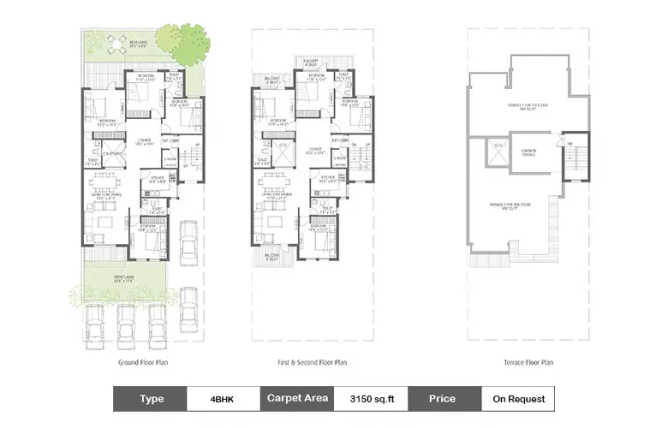 Emaar Emerald Floors Sector 65 Gurgaon - Floor plan 4 BHK 3150 Sq.ft