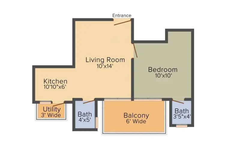 Floor plan for 1 BHK