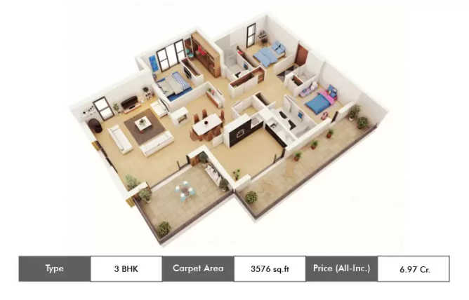 Appaswamy Azure The Oceanic Raja Annamalai Puram - Floor plan 3 BHK 3576 Sq.ft
