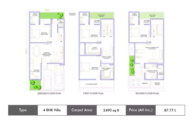 Floor plan for 4 BHK