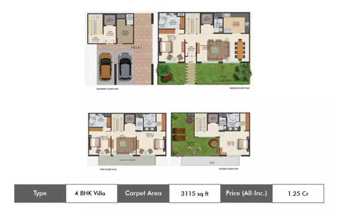 Supertech Sports City Villas Knowledge Park V Greater Noida W - Floor plan 4 BHK 3115 Sq.ft