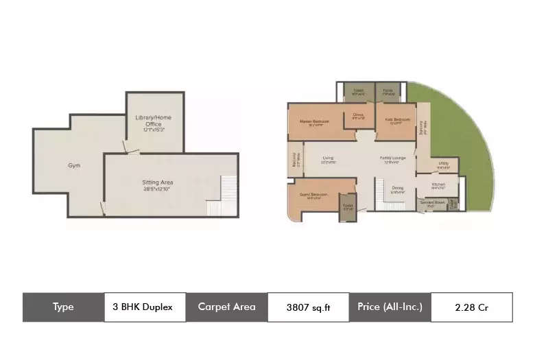 Floor plan for 3 BHK