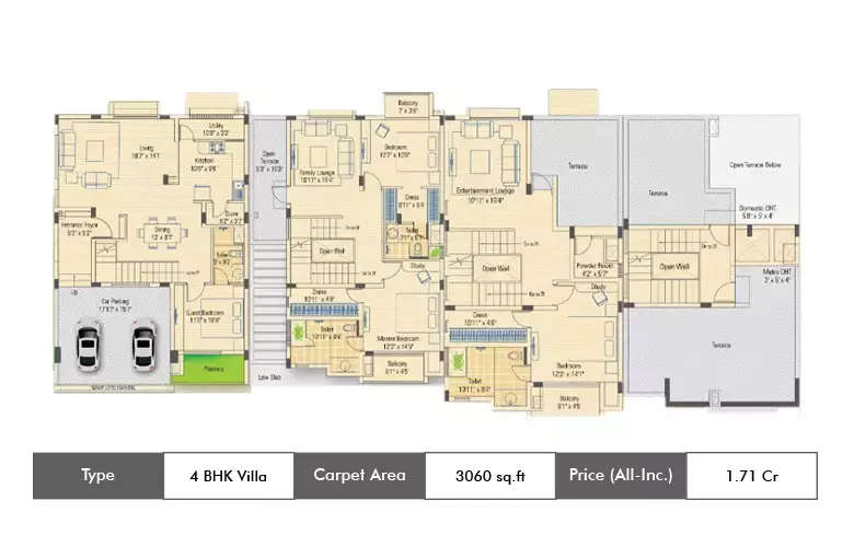 Floor plan for 4 BHK