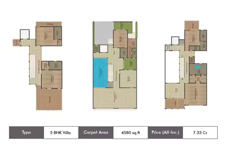 Floor plan for 5 BHK