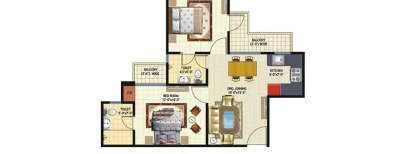Amrapali Princely Estate, 2 BHK-875 Sq.ft
