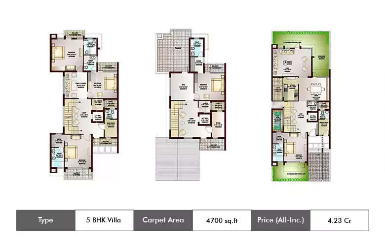Floor plan for 5 BHK