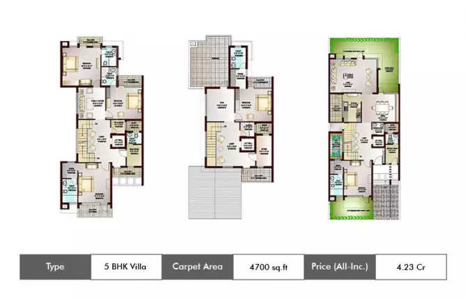 Jaypee Kingswood Oriental Sector 128 - Floor plan 5 BHK 4700 Sq.ft