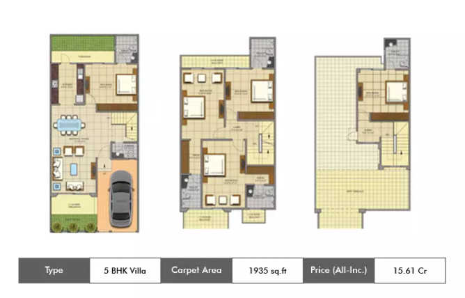 Victorian Villas 6th Parkview Gaur Yamuna City Greater Noida - Floor plan 5 BHK 1935 Sq.ft