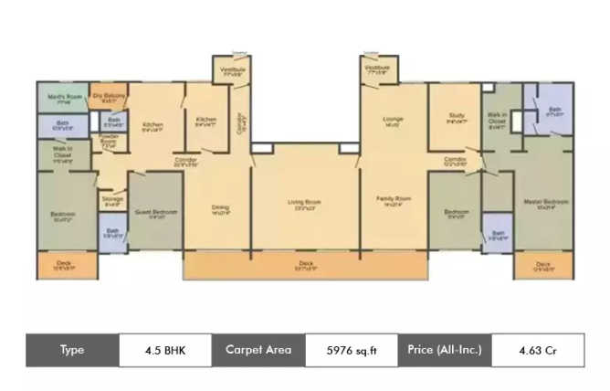 Panchshil Realty Township Kharadi - Floor plan 4.5 BHK 5976 Sq.ft