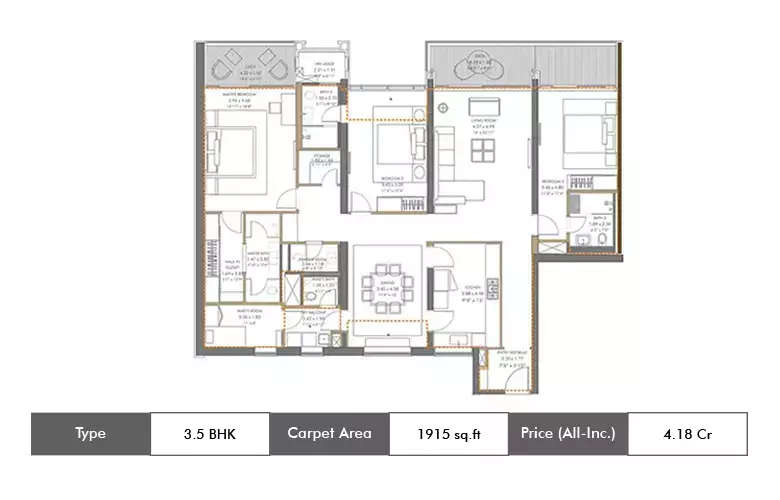 Floor plan for 3.5 BHK