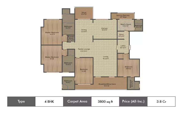 Floor plan for 4 BHK