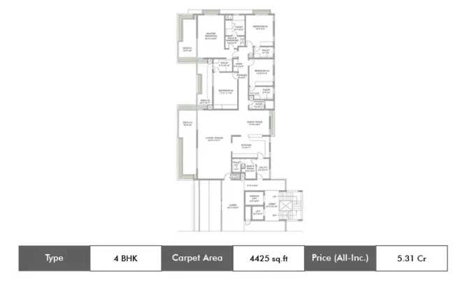 TATA The Cascades Hosakerehalli - Floor plan 4 BHK 4425 Sq.ft