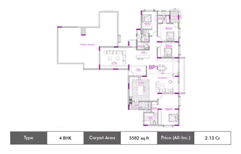 Floor plan for 4 BHK