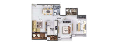 Dosti Greenscape, 2 BHK-779 Sq.ft