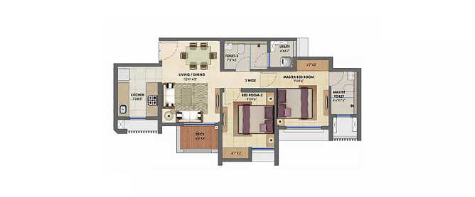 Lodha Casa Eden Bhiwandi - Floor plan 2 BHK 572 Sq.ft
