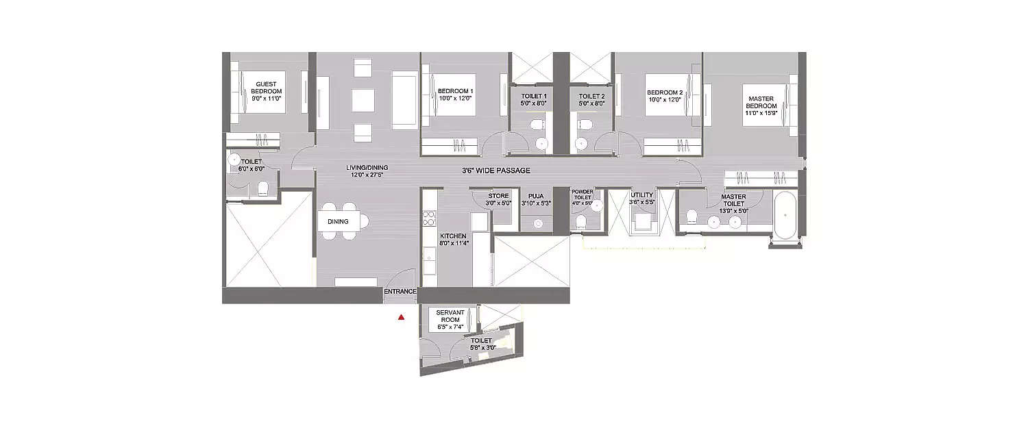Floor plan for 4 BHK