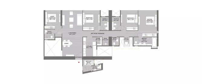 Lodha Marquise Worli - Floor plan 4 BHK 1526 Sq.ft