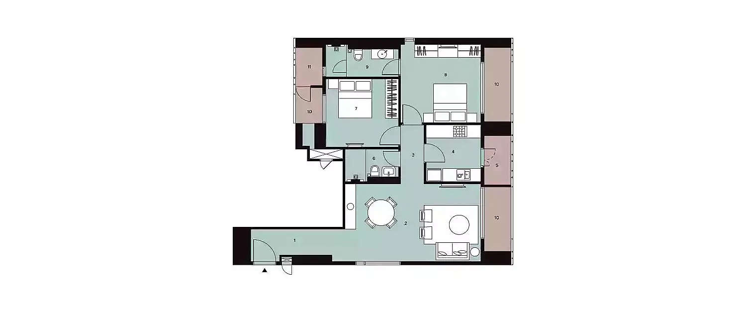 Floor plan for 2 BHK