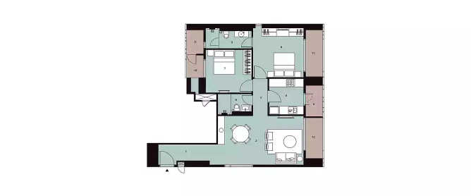 Lodha Altia Wadala - Floor plan 2 BHK 906 Sq.ft