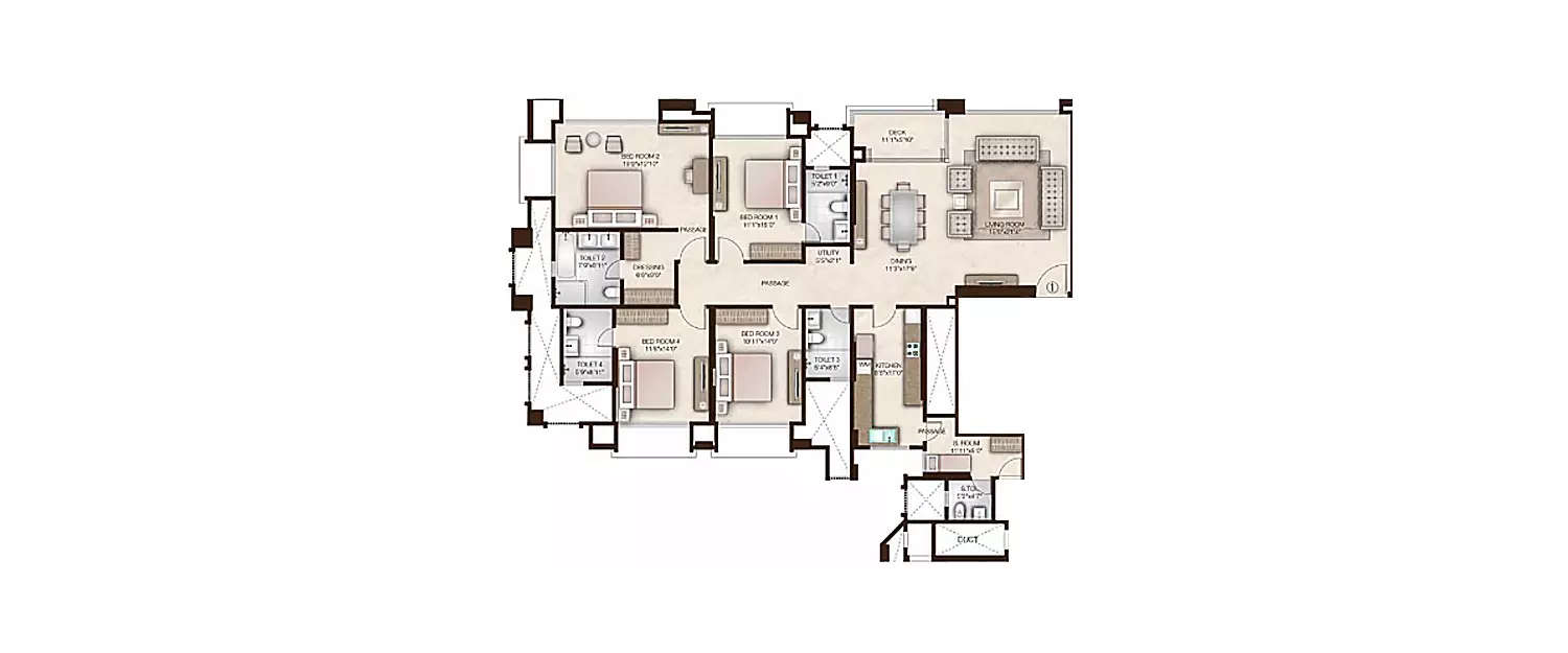 Floor plan for 4 BHK
