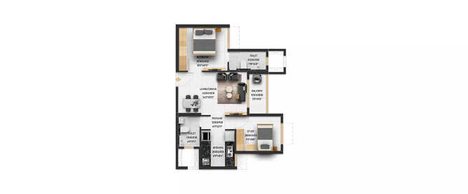 Runwal Central Avenue Dombivali - Floor plan 2 BHK 522 Sq.ft