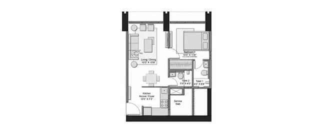Transcon Triumph Andheri - Floor plan 1 BHK 397 Sq.ft