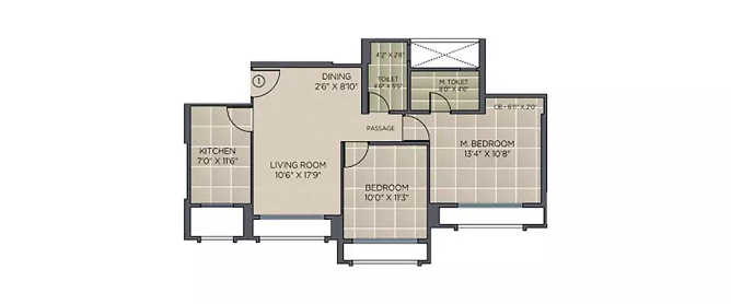 Hiranandani Eagleridge Ghodbunder Road - Floor plan 2 BHK 708 Sq.ft