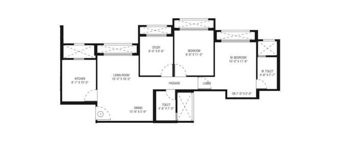 Hiranandani Obelia Ghodbunder Road - Floor plan 2.5 BHK 743 Sq.ft