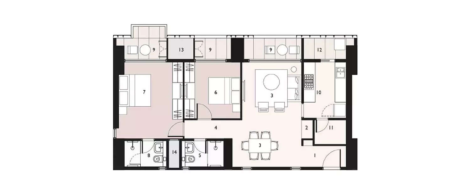 Floor plan for 2.5 BHK