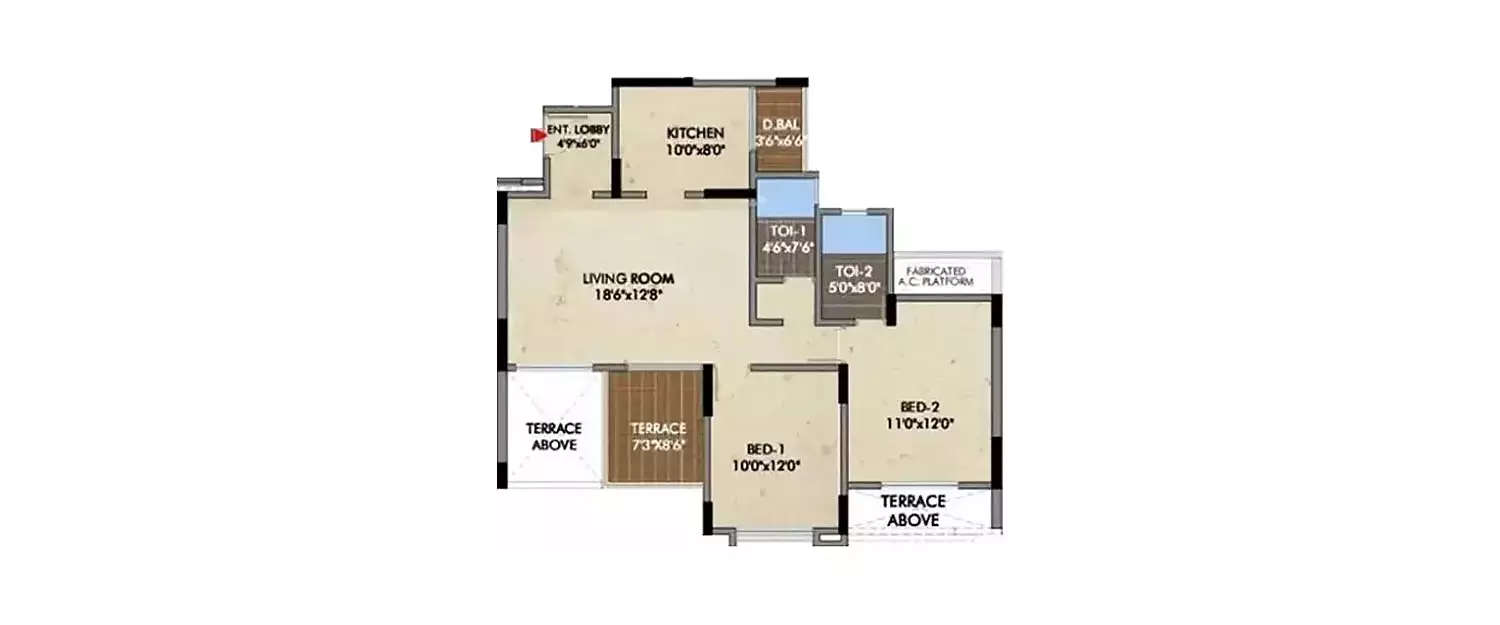 Floor plan for 2 BHK