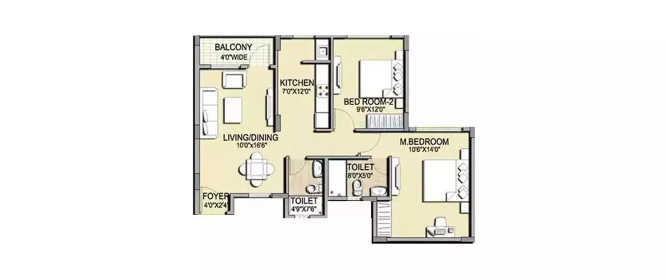 Pride Horizon Anekal - Floor plan 2 BHK 702 Sq.ft