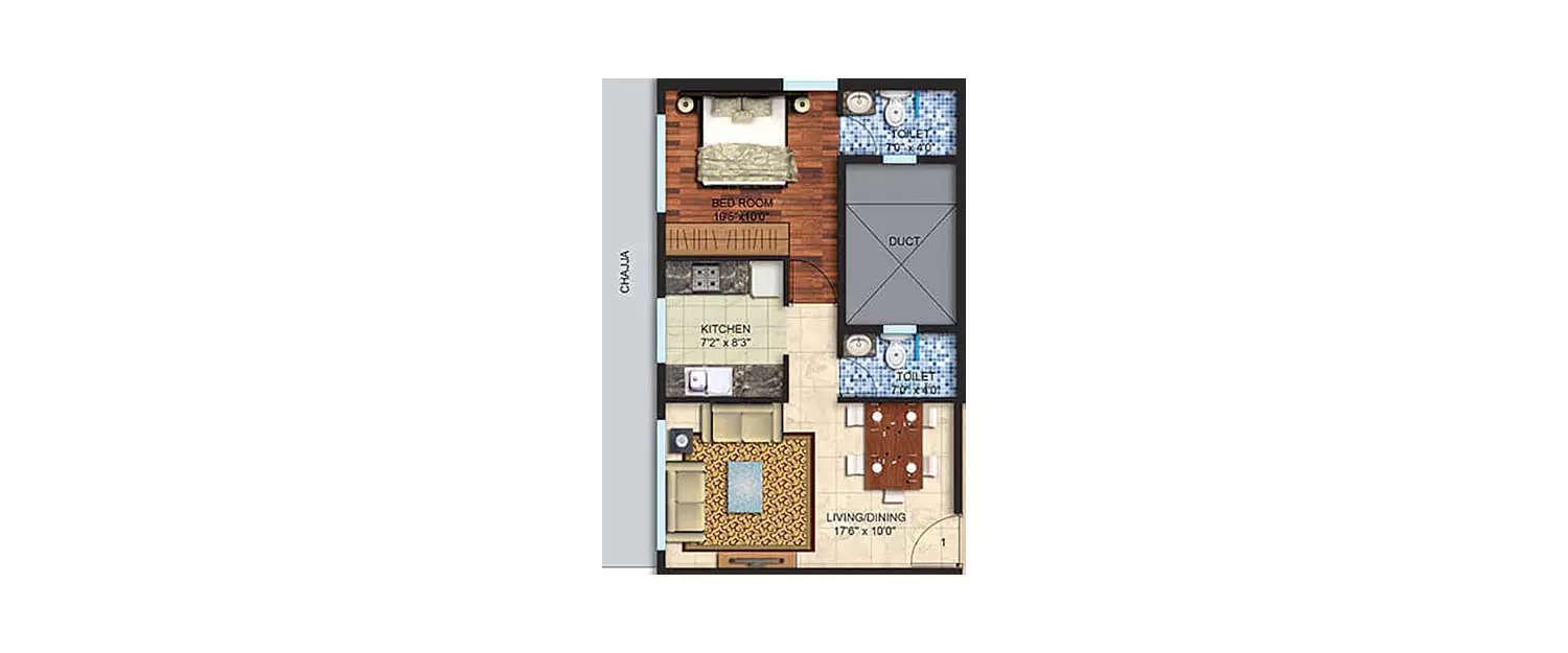Floor plan for 1 BHK