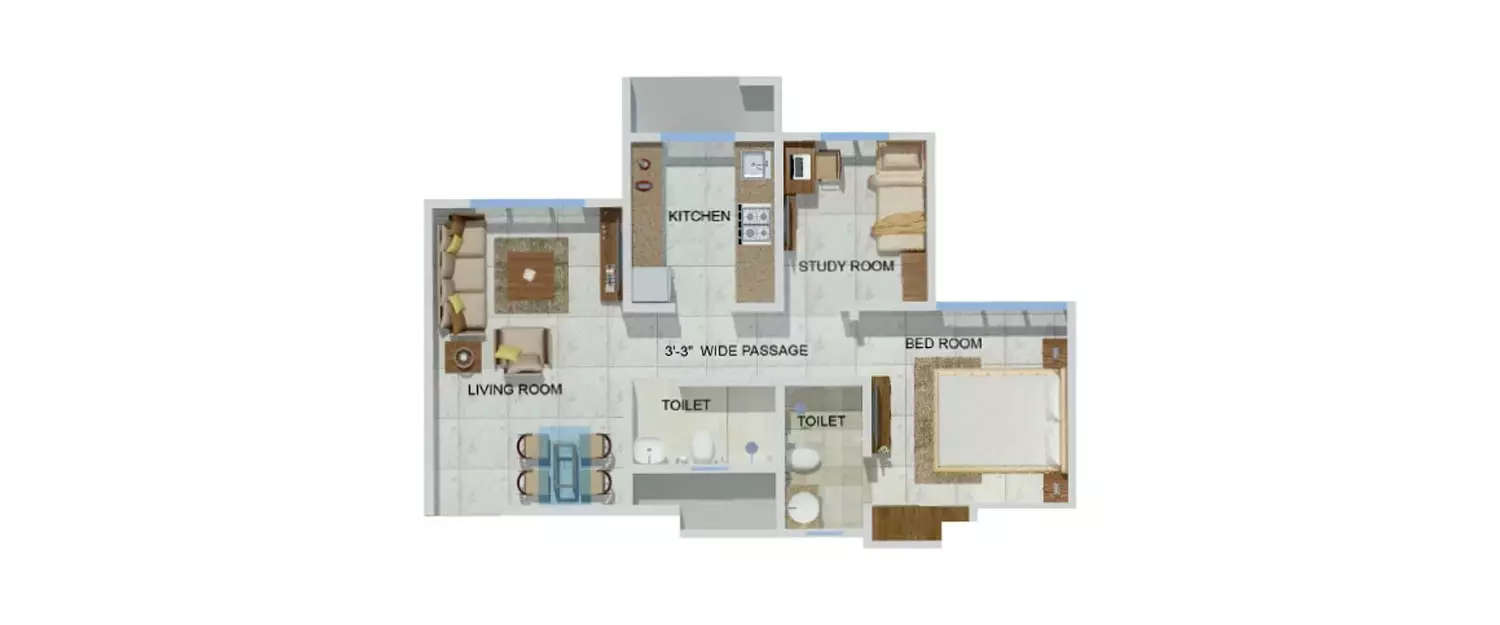 Floor plan for 2 BHK