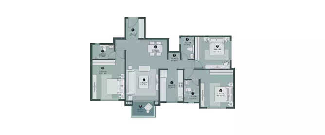 Hiranandani Octavius Egattur - Floor plan 3 BHK 1495 Sq.ft