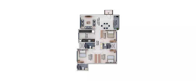 Supreme Elenor Chembur - Floor plan 3 BHK 1148 Sq.ft