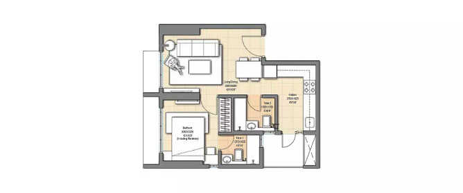 Passcode Blink And Miss Malad - Floor plan 1 BHK 384 Sq.ft