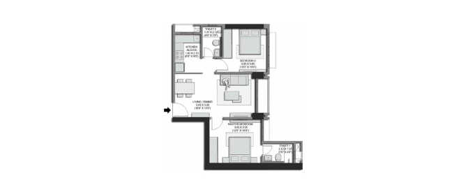 Transcon Passcode All Stars Andheri - Floor plan 2 BHK 557 Sq.ft