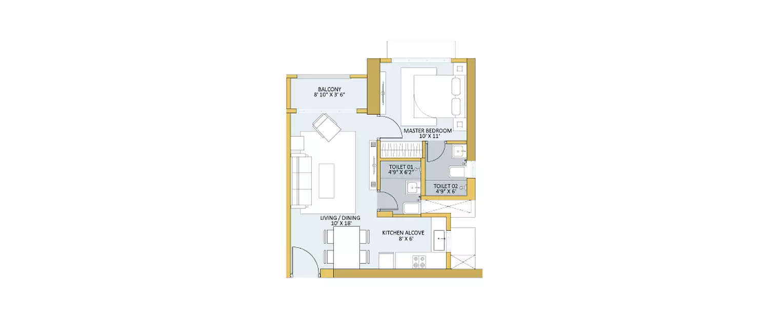 Floor plan for 1 BHK